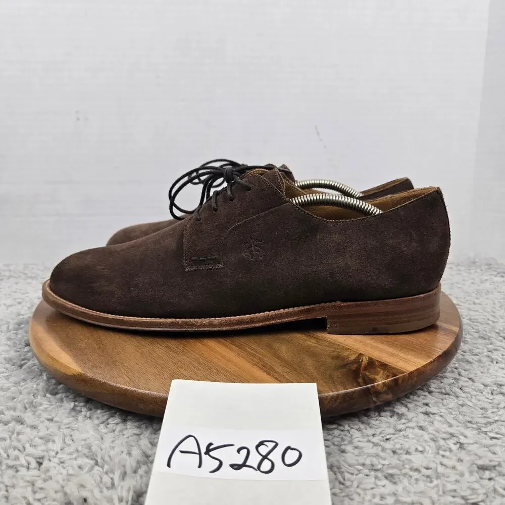 Brooks Brothers Men 10.5D Brown Nubuck Suede Plain Toe Derby Oxford Dress Shoe